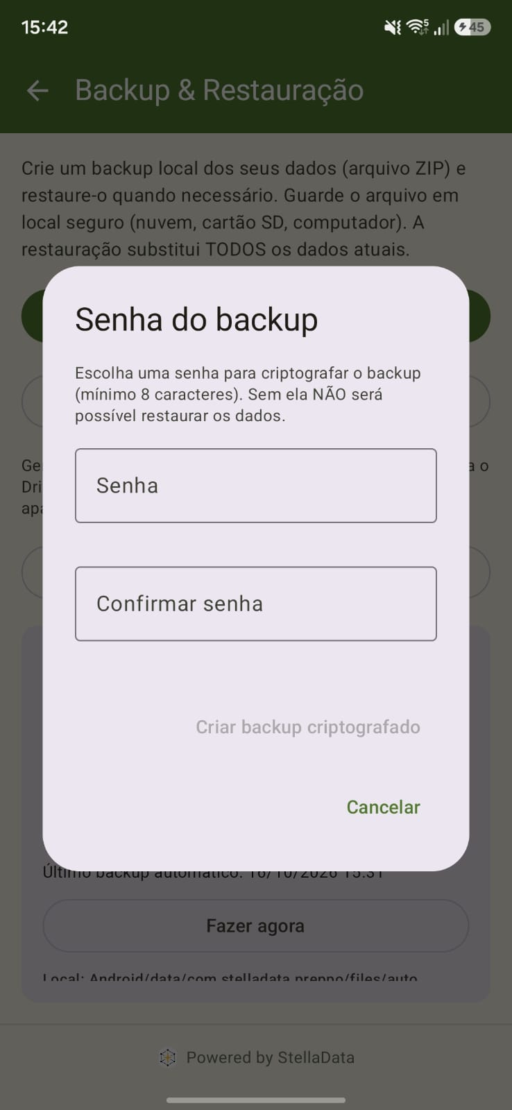 Backup Criptografado, 100% Local