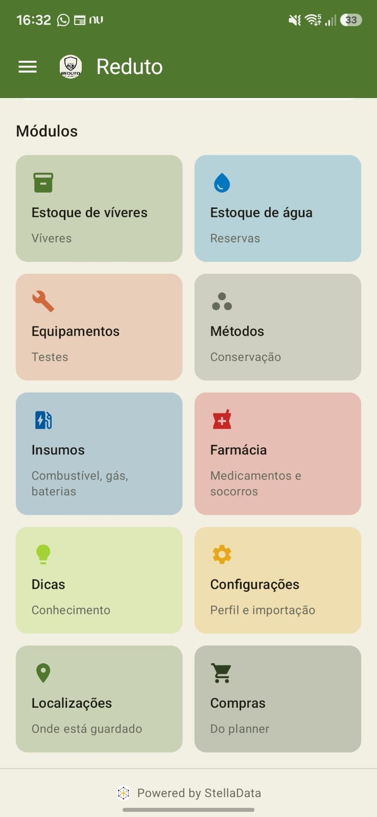 Víveres, Água, Equipamentos e Métodos